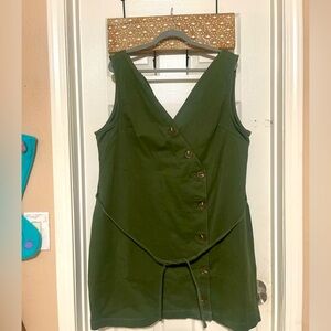 Warp+Weft green button down dress NWT